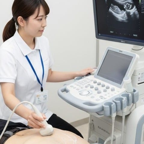 出張型エコー検査の様子